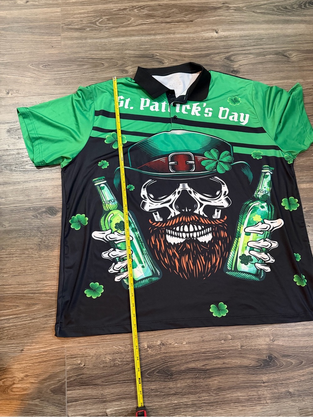 🫶🏼Black and Green St. Patrick's Day Short Sleeve Polo size 3XL